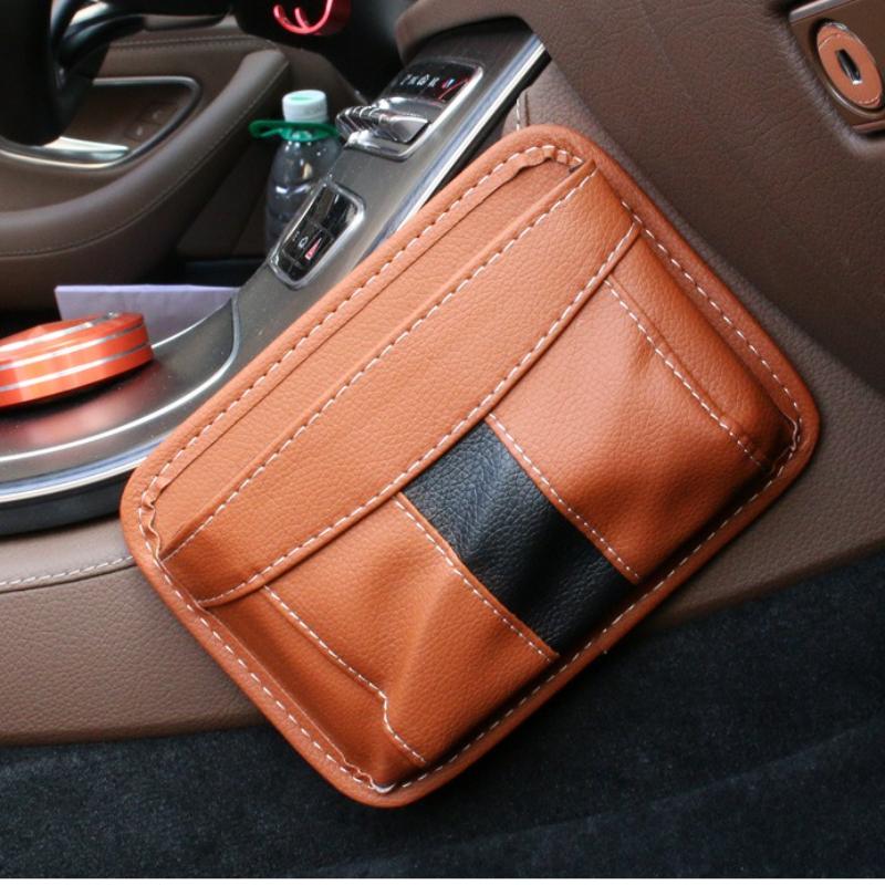 Multifunctional Small bags PU Leather Car Storage Bag Car Interior Organizer for Phone Key Card Small Stuff Storage
