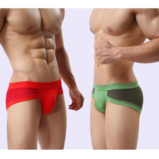 Fashion Men Mesh Breathable Modal Cotton Underwear Shorts Briefs Underpants