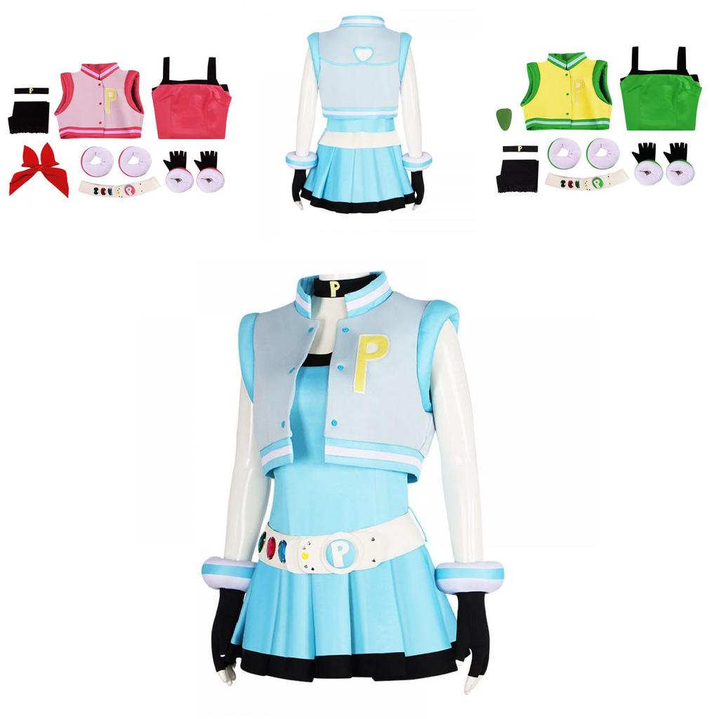 Süßes Powerpuff Girls Cosplay-Kleid im Anime-Stil, ideal für Theater- und Halloween-Partys