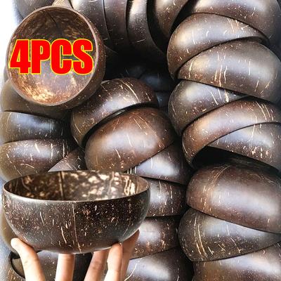 Kokosnussschalen zum Servieren von Gerichten, Holzsalat, Holz, wiederverwendbare Schüssel, Servierutensilien, natürliche Kokosnussschalen, Schalen für Frühstück und Party