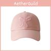 Adorable Korean Bowknot Baseball Cap For Girls Allseason Soft Top Pink Hat