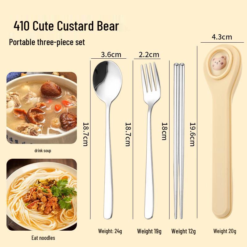 Wutuo Portable Travel Cutlery Set - Cute Rabbit Edition