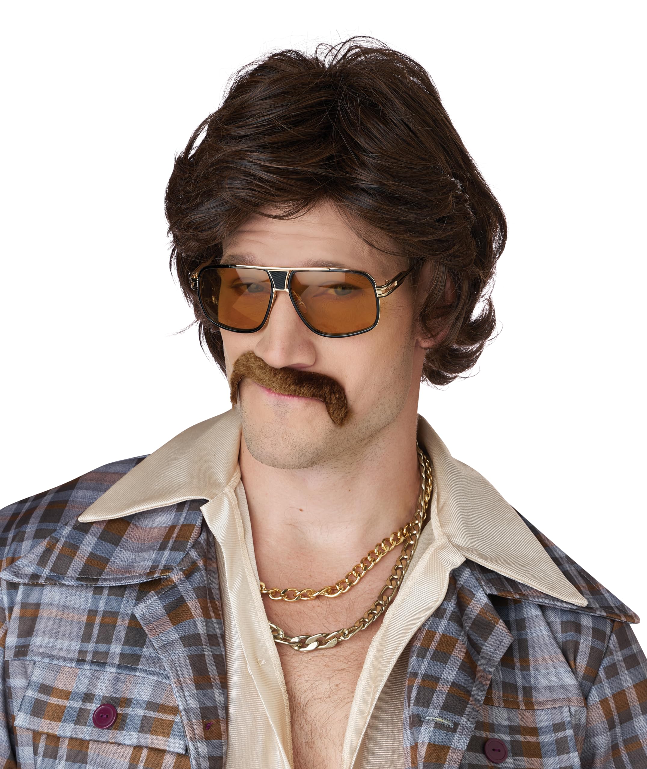 

California Costumes 70s Disco Dancer Men s Wig with Mustache, Brown, 7124-094