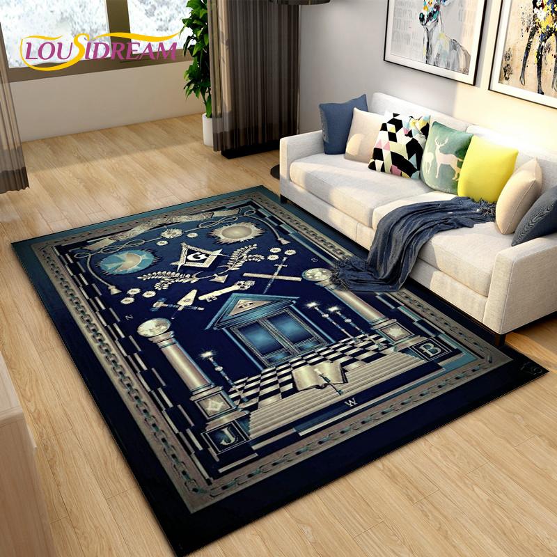 Masonic Carpet Freemason Illuminati Ring Area Rug Large,Carpet All Seeing Eye Rugs Carpets for Living Room,Fitness Pet Floor Mat