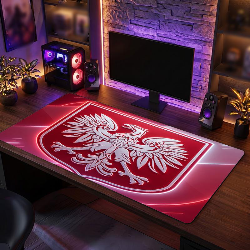 Poland Football Crest Mouse Pad, Extended Non Slip Rubber Desk Mat for Gaming Office Laptop Fan Gift