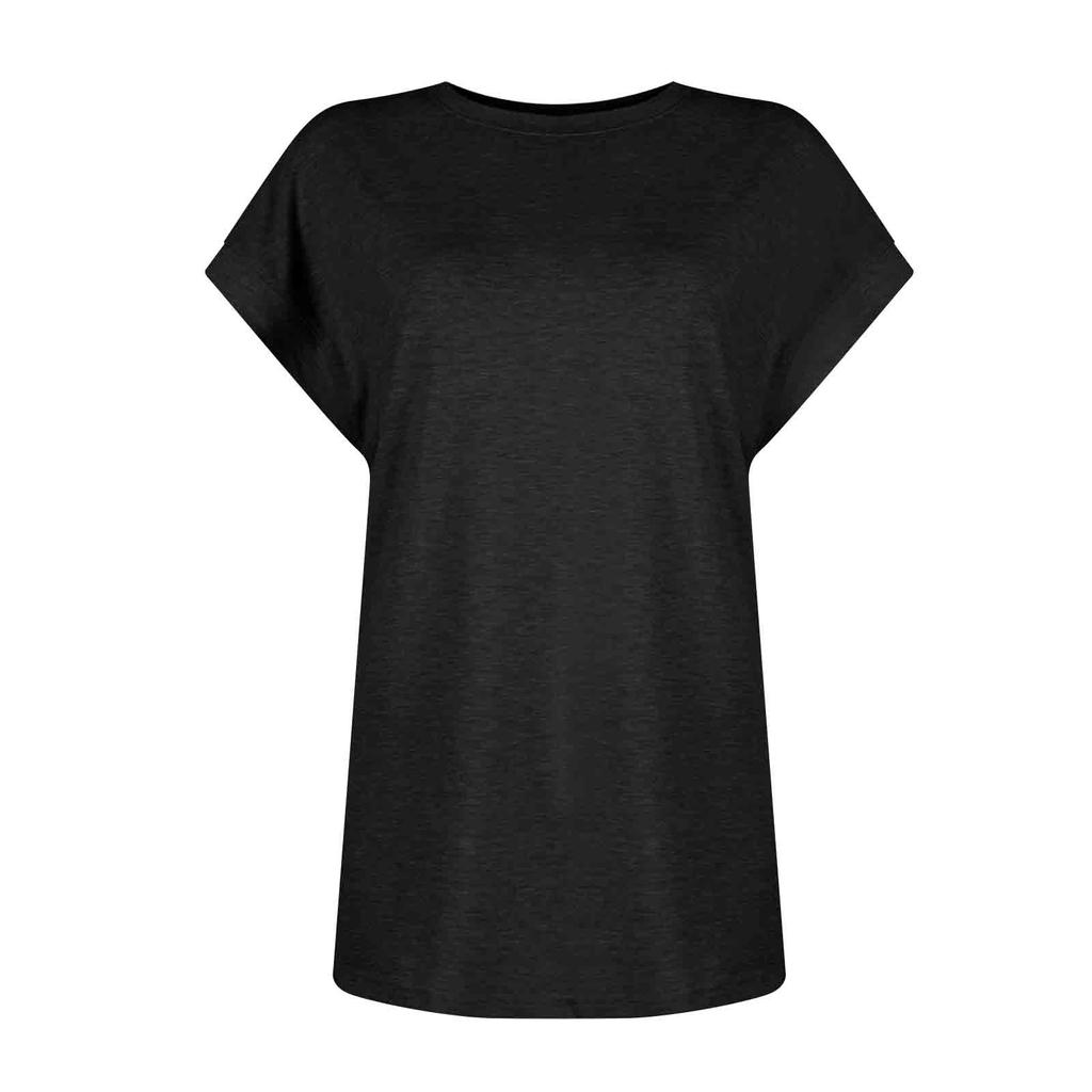 Lässiges, locker sitzendes, einfarbiges T-Shirt mit Rundhalsausschnitt und kurzen Ärmeln für Damen