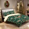 3 Pcs Green Christmas Print Coreless Set Soft and Comfortable Including 1 Duvet Cover and 2 Complete Sets for Gift