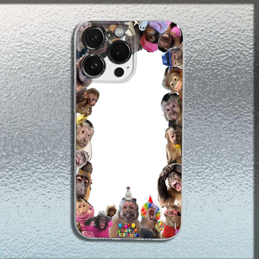 

Cute Funny Monkey Phone Case For iPhone 16,15,14,13,12,11 Plus,Pro,Max,XR,XS,X,Plus,SE,Mini Transparent Soft Cover iPhone13mini
