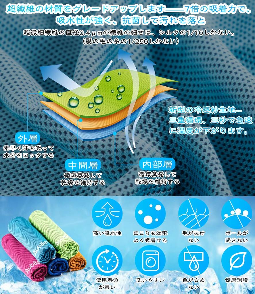 Aubllo Cooling Towel Sports Cool New Model Cooling Infinite Ice Cool Instant Cooling UV Super Quick Odor for Sports Odor Resistant Cooling Neck Sweat