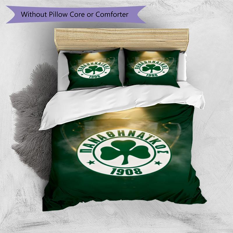 3pcs Duvet Cover Set (1*Duvet Cover + 2*Pillowcase, Without Core), Panathinaikos FC Print Bedding Set, Bedroom Decor, All‑Season, Gift