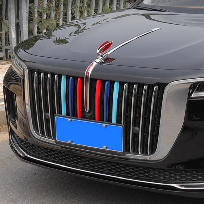 For Hongqi Odo HS7 HS5 EHS9 H9 ~2024 Stereo Car Engine Hood Vertical Emblems Streamer Light Modification Accessories