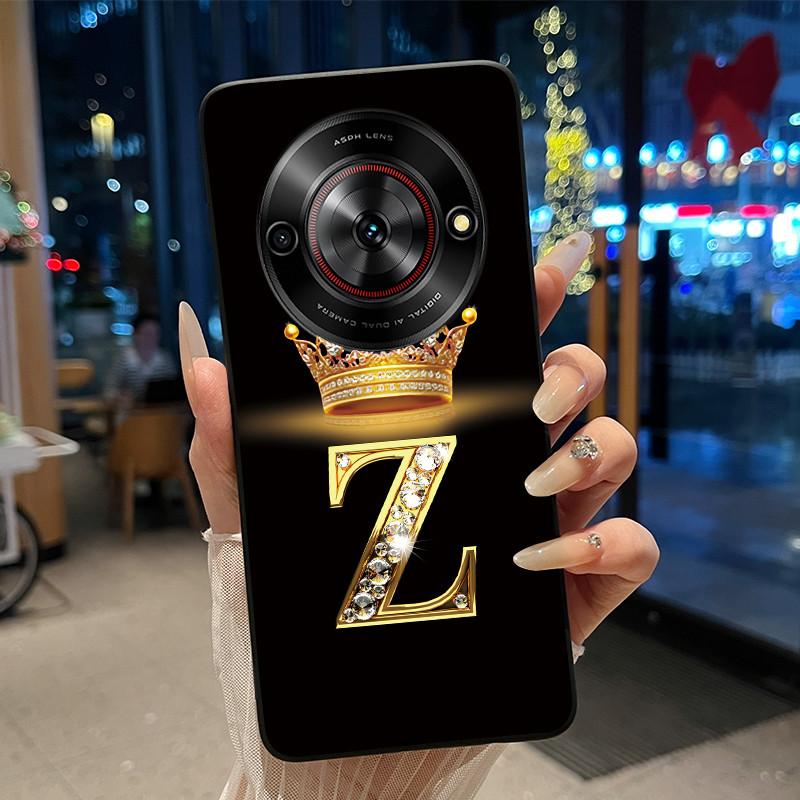 Shockproof Soft Phone Case For ZTE Blade A75 5G/ Nubia Focus 5G Bright Color and Attractive Crown Letter Pattern Casing