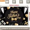 2D Happy Father's Day Backdrop Black Gold Tuxedo Photography Background Banner
