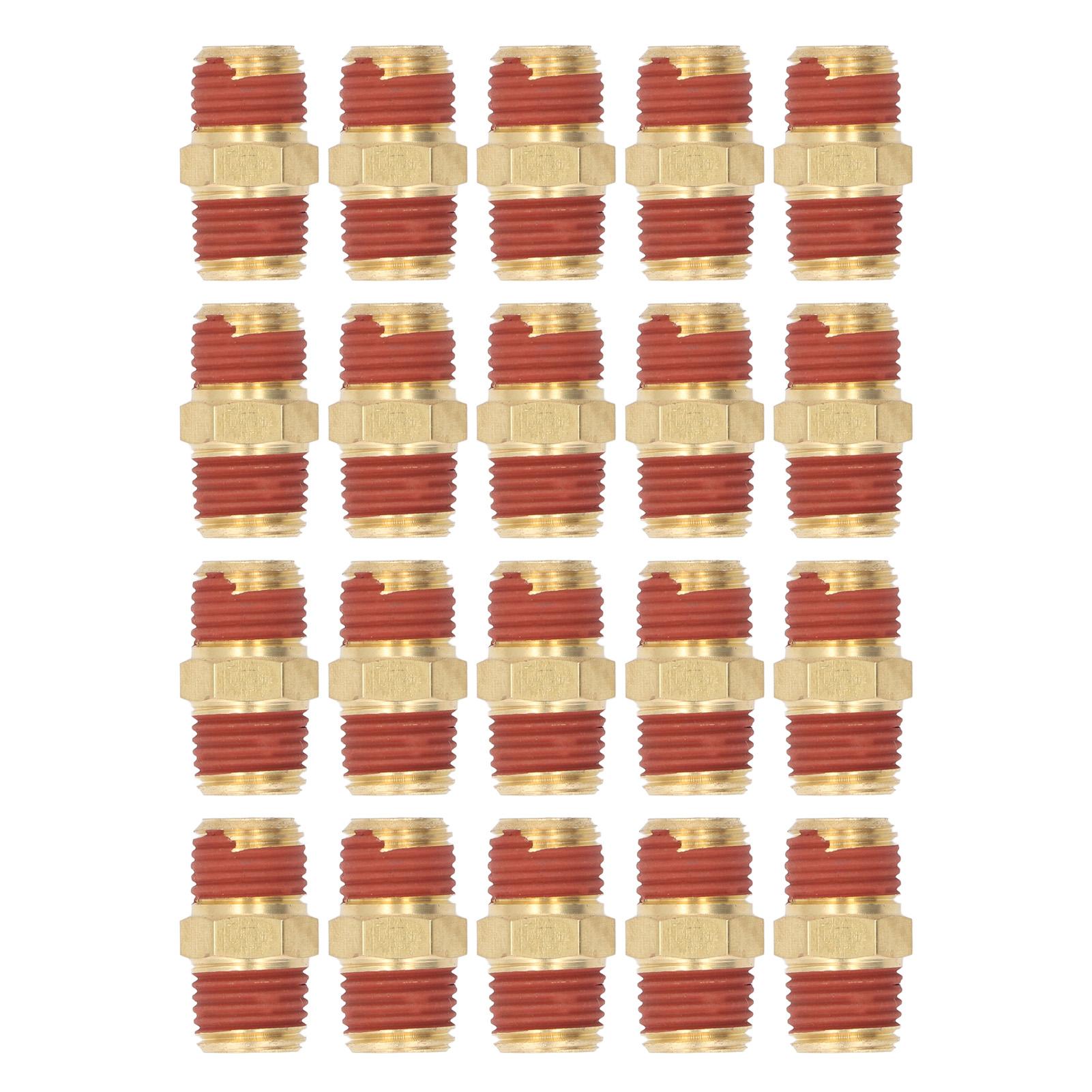 

20 Pcs 14 NPT to 14 NPT Male Fitting Brass Hex Coupling with Leakage Proof Rubber Layer for Pipe