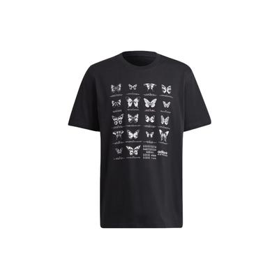 Originals T-shirt Décontracté Sportif Ample à Manches Courtes Imprimé Trèfle Papillon Homme Tops Noir HF4802