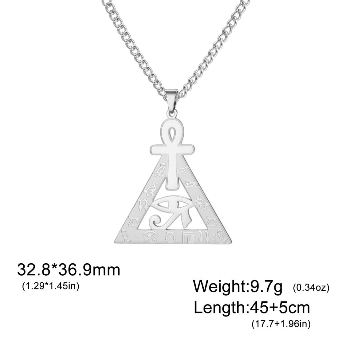 Mysterious Ancient Egyptian Symbol Necklace Stainless Steel Ankh Cross Eye of Horus Pendant Choker Amulet Jewelry Gift