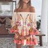 Sexy Fashion Shoulder Print Dress Women's Clothing