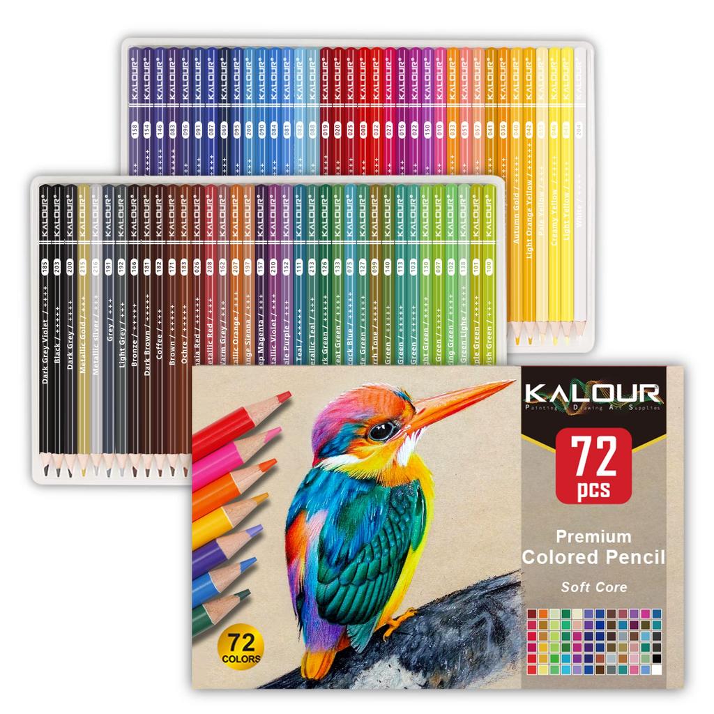 KALOUR PDAS Colored Pencils Set Adult Coloring Book Soft High Color Art Gift 72-Color - Pencils, Core, Payoff, Blending, Layering, Sketching,
