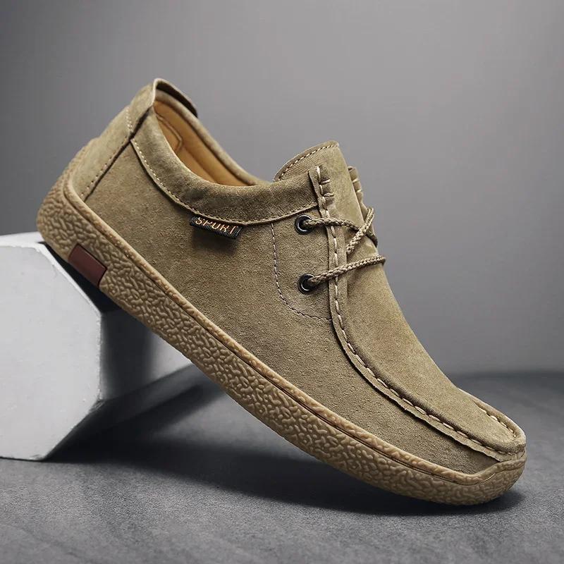 

Брендовая мужская повседневная обувь, дышащие мокасины, кроссовки 2024 года, новая мода, удобные плоские туфли ручной работы в стиле ретро для отдыха на шнуровке 43 хаки