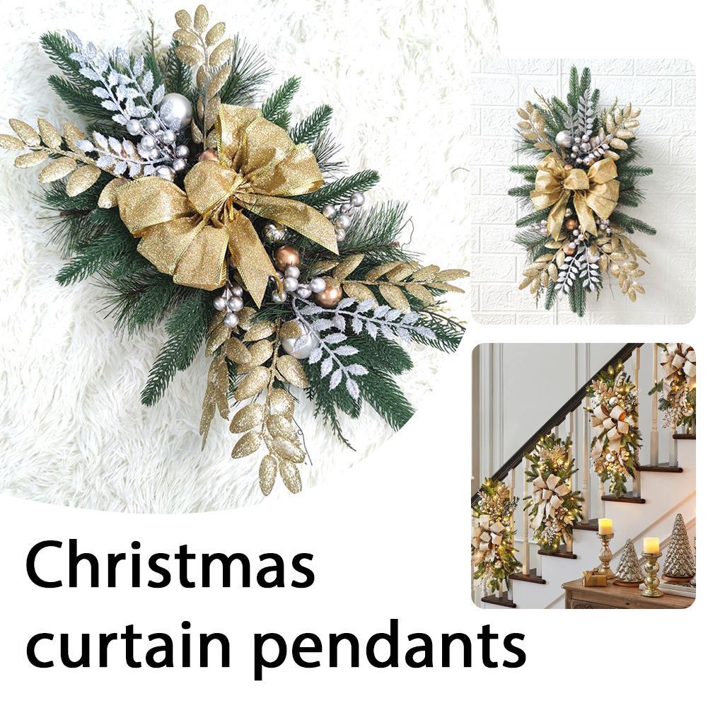 60cm Flower Wreath Staircase Decoration Christmas Hanging Nordic Home Festival Scene Atmosphere Props