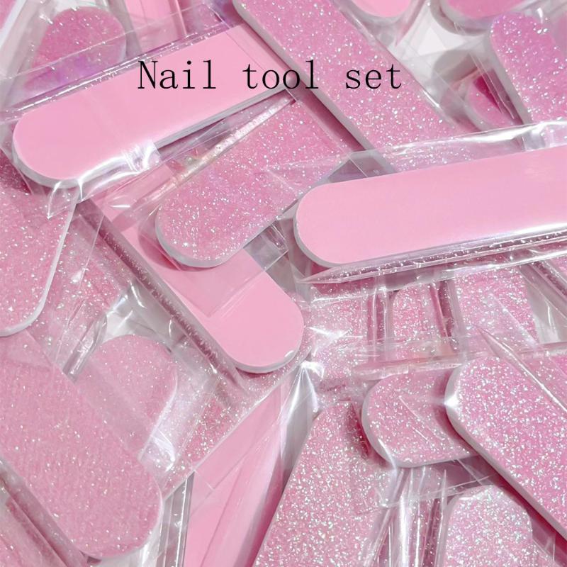 8/12 Pcs Glitter Nail Care Kit - Heart-Shaped Buffer, Crystal Rod, And Double-Sided File For Nail Art And Pedicures