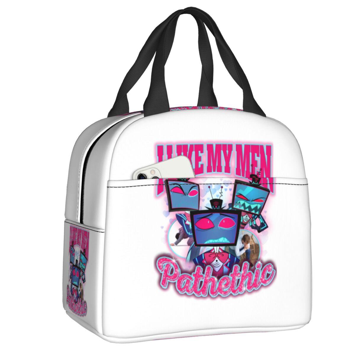 Custom Hazbins Anime Animation Hotel Alastor Duck Season Insulated Lunch Bag for Work School Leakproof Thermal Cooler Bento Box 22x20x13cm