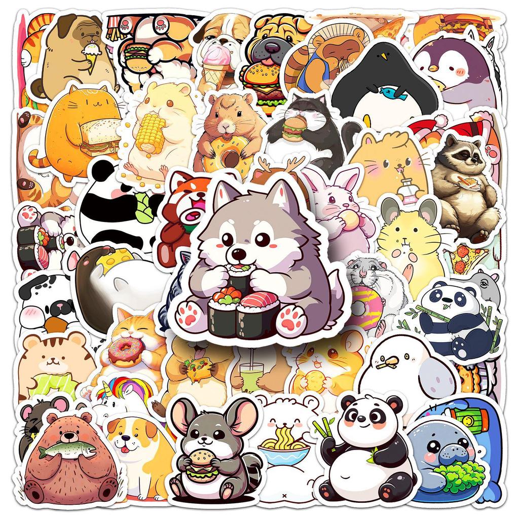 50PCS Cute Cartoon Animal Stickers for Water Bottles and Laptops