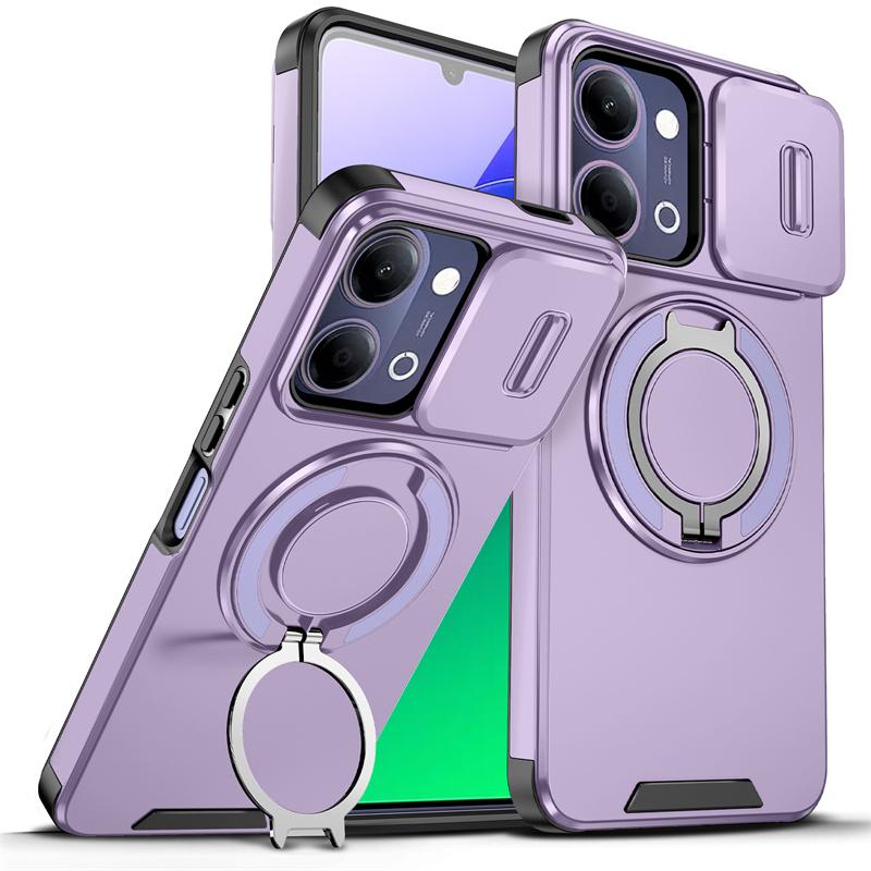 Slide Camera Protect Cover For Vivo Y05 Y11D 4G Y21D Y31 Y31D Y500i Case Magnetic Ring Holder Shockproof Armor Phone Cases Coque