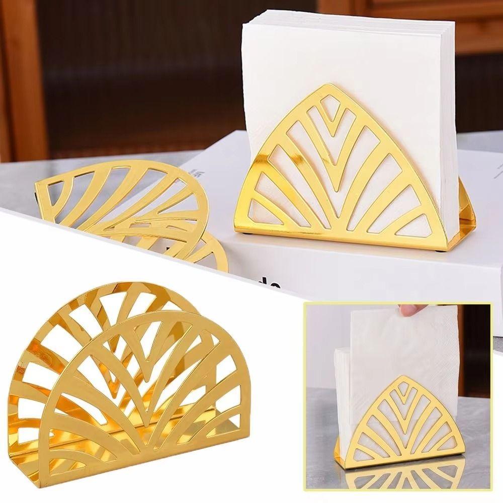 Non-slip Bottom Iron Art Paper Towel Holder Hollow Desktop Tissue Stand  Home
