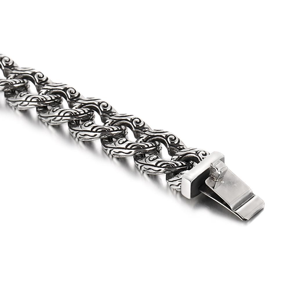 15mm Skull Punk Curb Cuban Chain Bracelet - Stainless Steel 316L - KB123642-BDJX