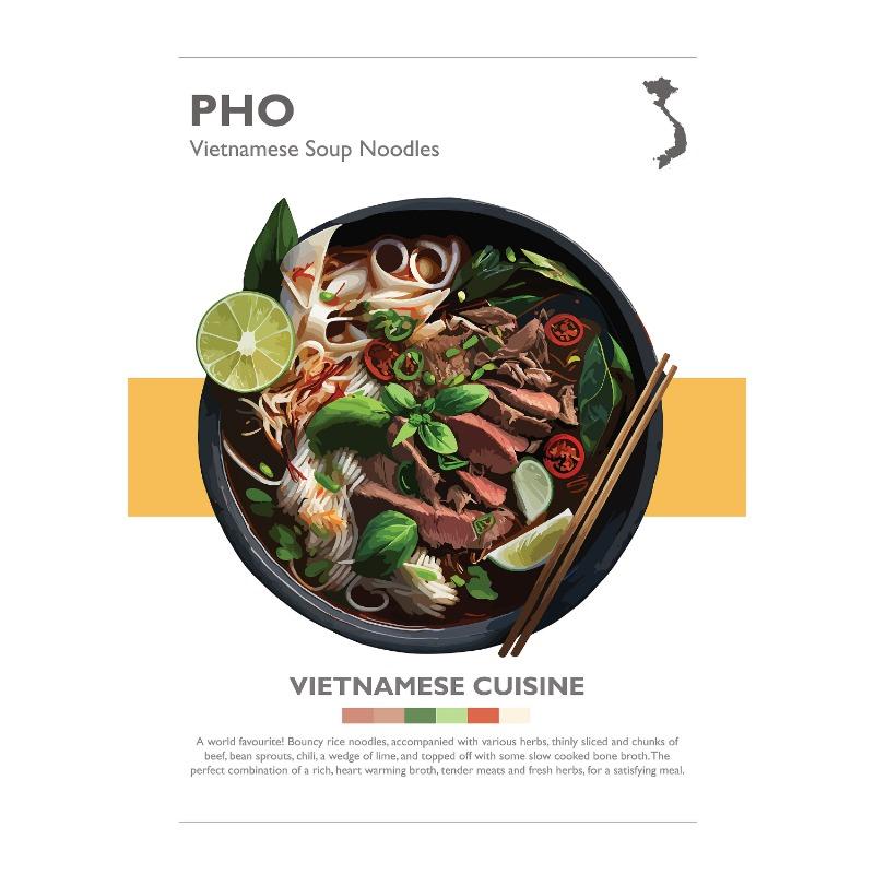 Pôster Minimalista de Comida Vietnamita Banh Mi Bun Cha Goi Cuon Banh Xeo Cao Lau Pintura em Tela Arte de Parede Imagem Decoração de Cozinha Casa