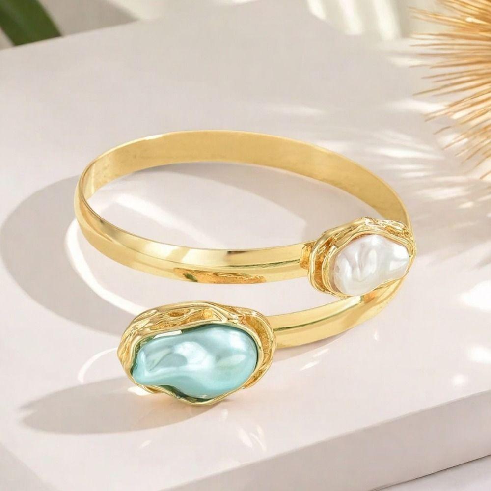 Gold Color Opening Arm Bracelet Metal Arm Bracelet Elegant Armband  Party Occasion