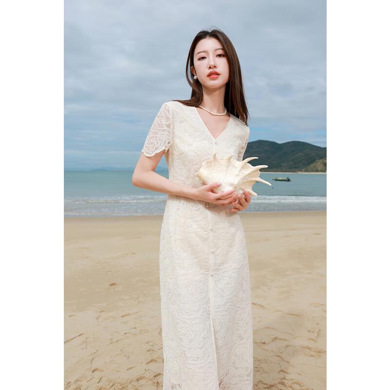 

Sancai Plus Size V-Neck Embroidered Slit Maxi Dress L 165/92B