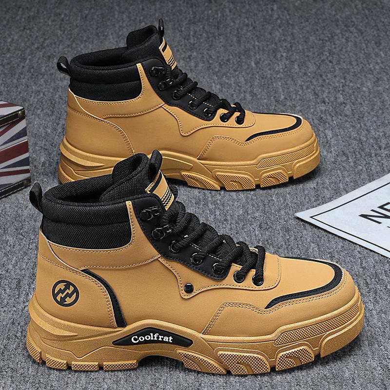 

Осенняя мужская обувь новая дышащая высокая обувь Мартина мужская трендовая универсальная обувь на платформе в стиле милитари повседневные короткие ботинки модная обувь 39