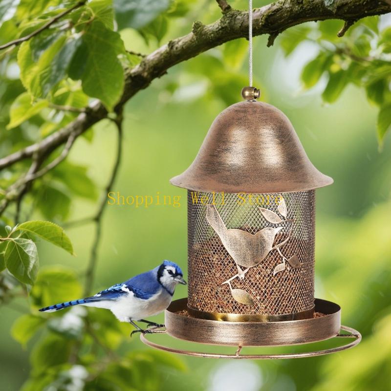 KX4B Weather Resistant Metal Bird Feeders With Anti Rusts Coating Squirrels Proof Large Storage Easyly Maintenance For
