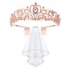 Bachelorette Party Accessories Set Rhinestone Crown Bride to Be Sash Veil Bridal Shower Decoration for Bachelorette Night Party Supplies