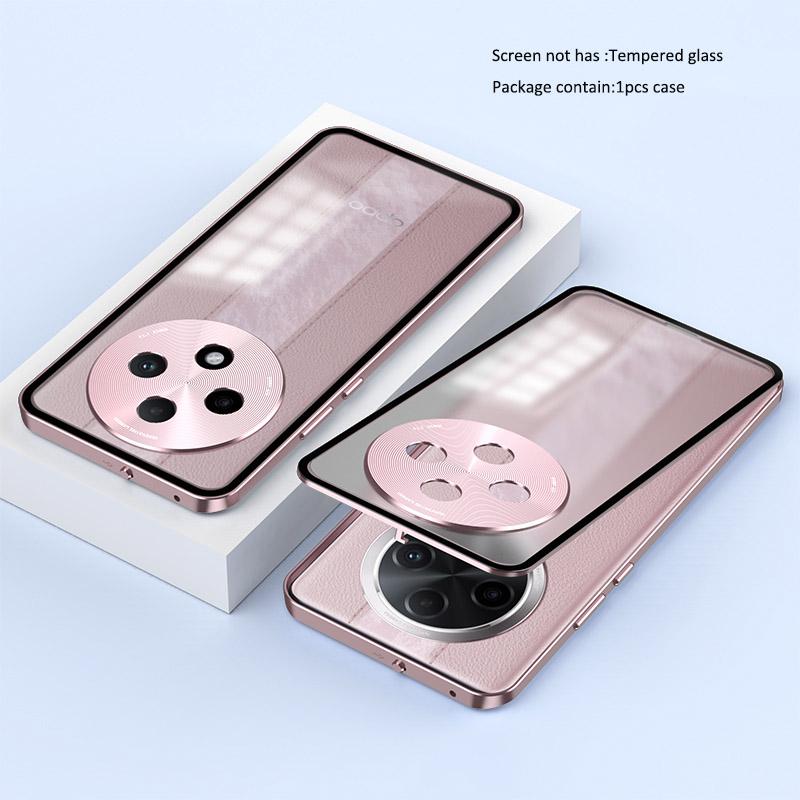 Elastic Snap Magnetic Metal Bumper Frame Case for Oppo A3 Pro / K12 Clear Frosted PC Lens Protector Back Cover