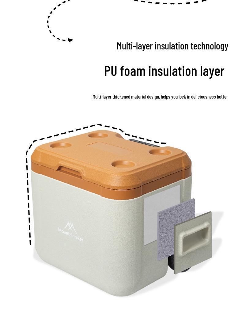 Mountain Guest Portable Insulated Cooler Box for Outdoor Camping, Car, and Trolley Use