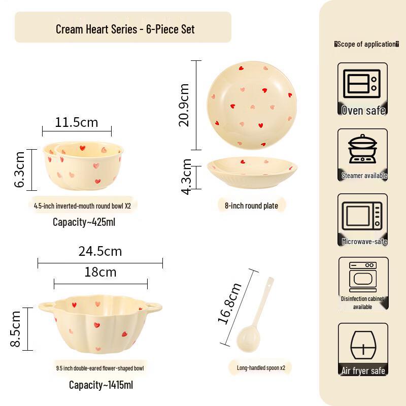 

Peirson Cream Style Heart Ceramic Tableware Set