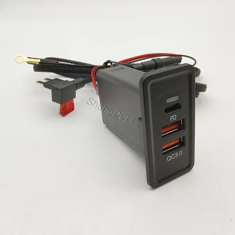 12V/24V Modified Charging Socket Power Outlet Switch Car Dual USB Charge QC3.0 Phone Charger Adapter For VW Golf 7 Accessories