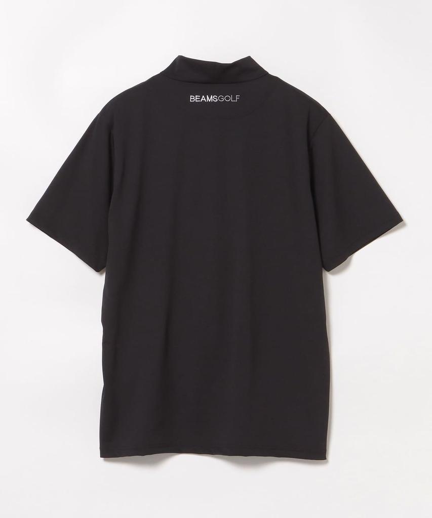 BEAMS GOLF Mock Neck T-Shirt Men Black Quick Dry UV Protection Japan Brand