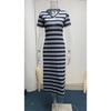 Women's Dress Short-sleeved V-neck Loose Striped Print Slit Long Dress