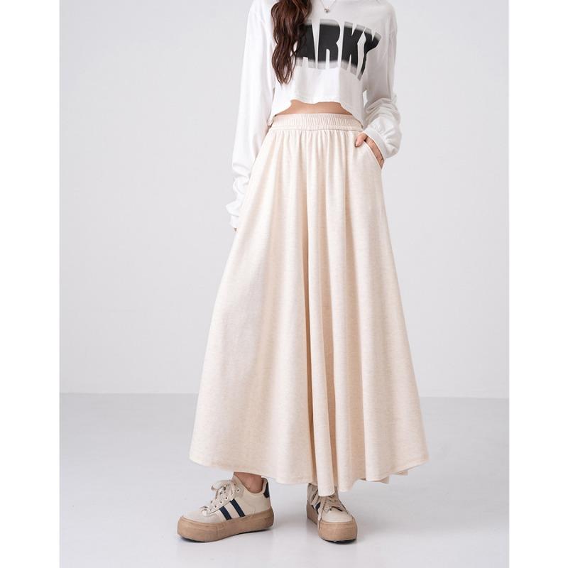 Autumn and winter new drape medium and long high waist skirt lazy style thin loose pleated a word culottes women