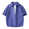 Lapel Shirt Casual Loose Contrast Color Splicing Jacket Short-sleeved Shirt