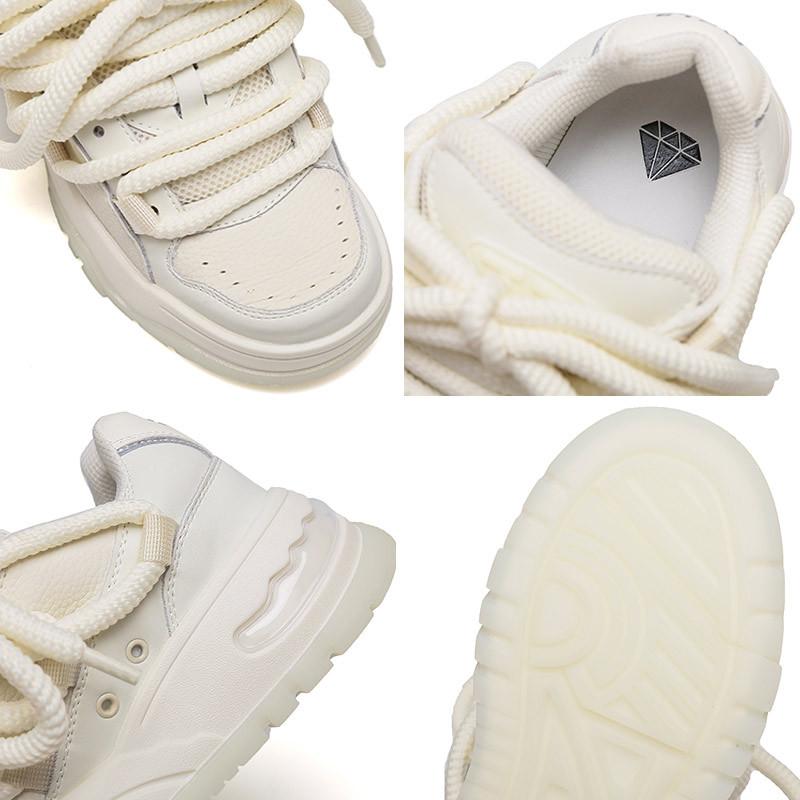 Popular ins air cushion casual board shoes contrasting colors leather little white shoes sports women's shoes versatile Korean version thick-soled he