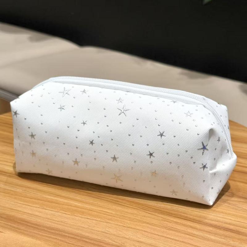 Star Print Canvas Pencil Pouch Multicolor Large Capacity Pen Holder for School Students Office Workers