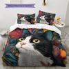 Cow Cat Pattern Bedding Home Decoration Birthday Gift (1 * duvet cover + 2 * pillowcase, without core)