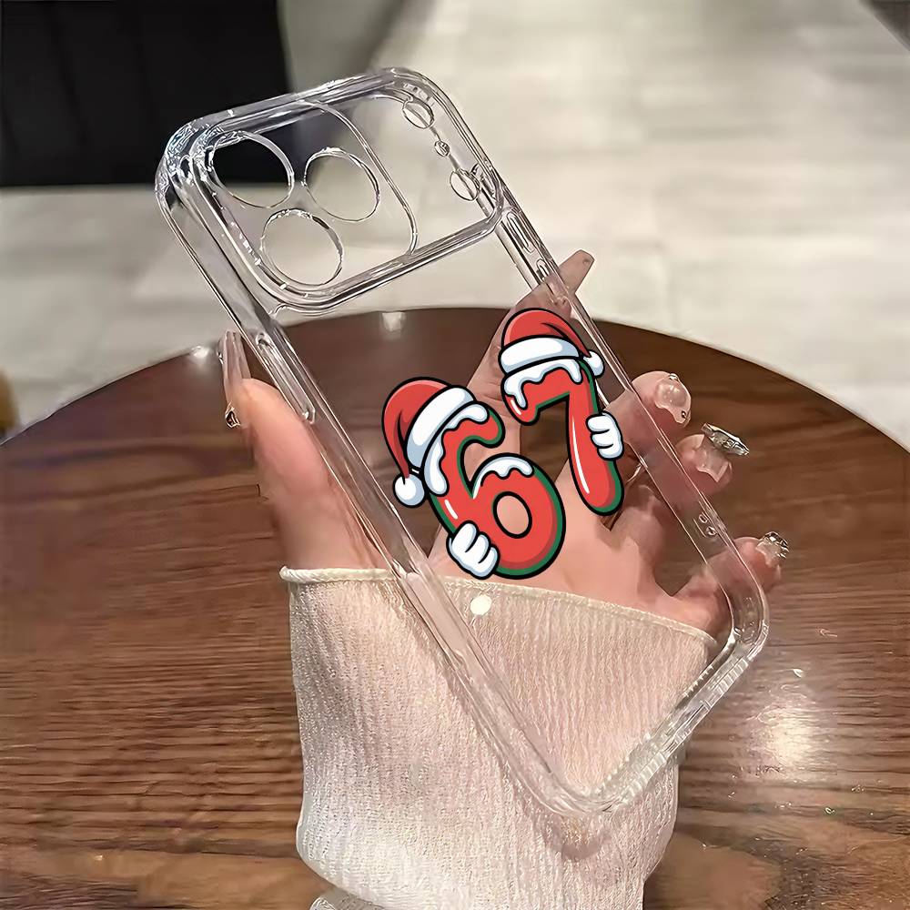 

67-Six Seven Phone Case For iPhone 17 16 15 14 13 12 11 Mini Pro Max Plus Transparent Cover iPhone16plus