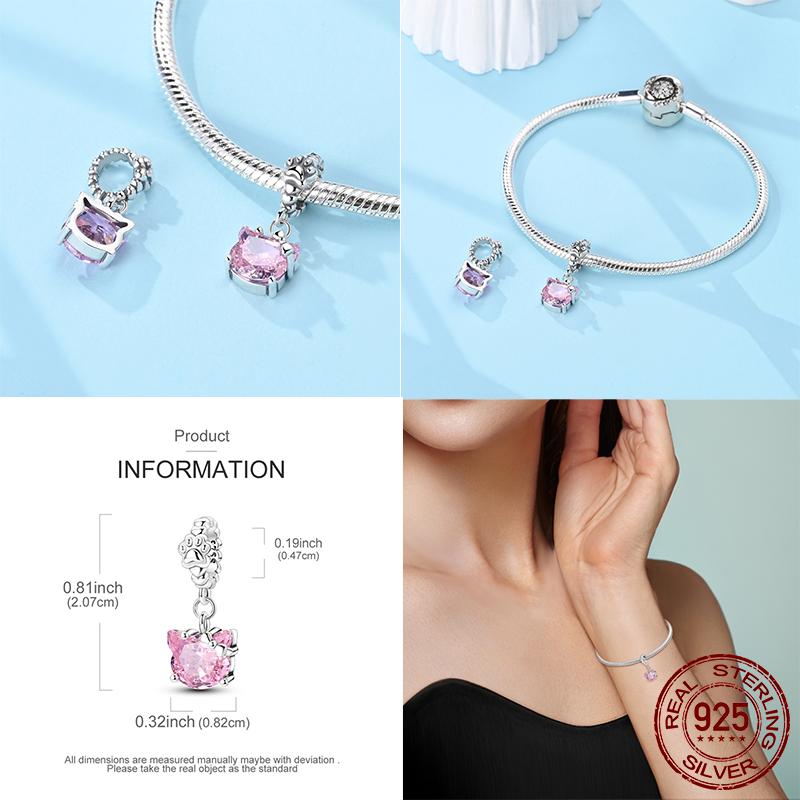 Copper Butterfly Fairy Charms Beads Cat Paw Print Dangle Fit Original Bracelet Making Fashion Jewelry