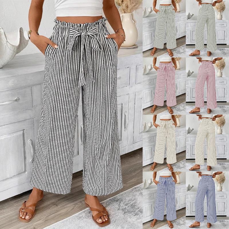 2025 New Autumn Women's Striped Casual Elegant Straight Pants